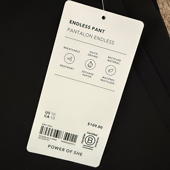 NWT Athleta Black Endless high rise Pant, Size 10 straight leg work Packable - Picture 16 of 16